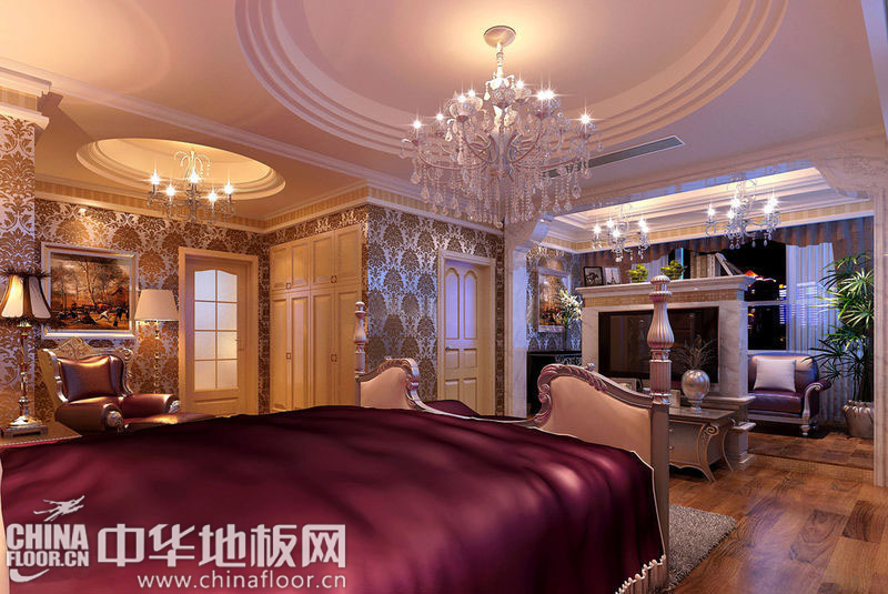 第一眼看到这张奢华的别墅卧室地板图片,就感觉被欧式气息袅绕,顷刻间过度到一个弥漫着浓烈的欧式浪漫风情的空间中,像是一次美妙的时空旅行。三个华丽的灯池十分明确的区分了入口、休息区和起居区空间... --> 第一眼看到这张奢华的别墅卧室地板图片,就感觉被欧式气息袅绕,顷刻间过度到一个弥漫着浓烈的欧式浪漫风情的空间中,像是一次美妙的时空旅行。